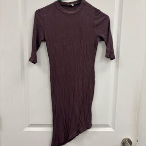 Charlotte Russe Asymmetrical Ribbed Dress in Deep Purple
